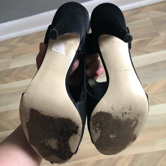 Nine West Black Satin Hotpic Cutout Heels, 7.5 - Picture 6 of 8